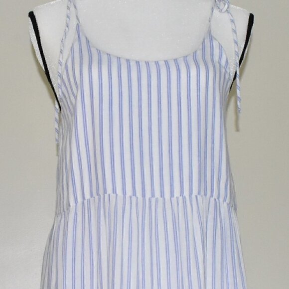 Love Gap Dreamwell Crinkle Stripe Tiered Midi Slightly Sheer Night Dress - Picture 6 of 7